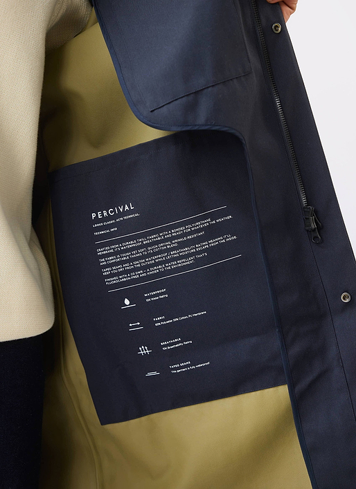 Men's Navy Greyson Long Trench Coat | Waterproof | Midnight with Olive