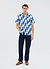 Market Diamond Cuban Shirt | Cotton | Ecru with Navy