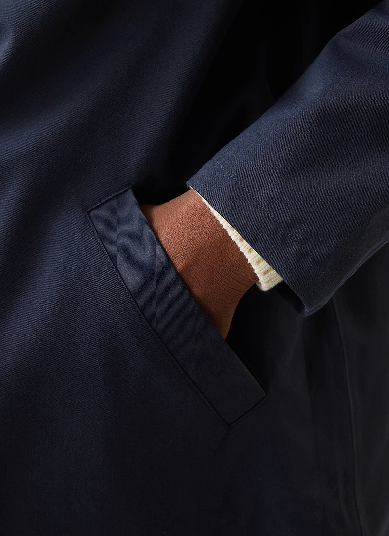 Men's Navy Greyson Long Trench Coat | Waterproof | Midnight with Olive