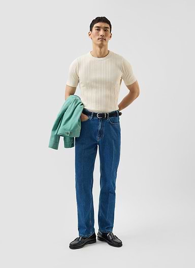 Men's Flatlock Ribbed T Shirt | Percival x Warren | Ecru Cream