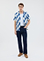 Market Diamond Cuban Shirt | Cotton | Ecru with Navy