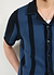 Knitted Stripe Cuban Shirt | Navy