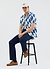 Market Diamond Cuban Shirt | Cotton | Ecru with Navy