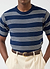 Fiction Striped Knitted T Shirt | Cotton | Navy