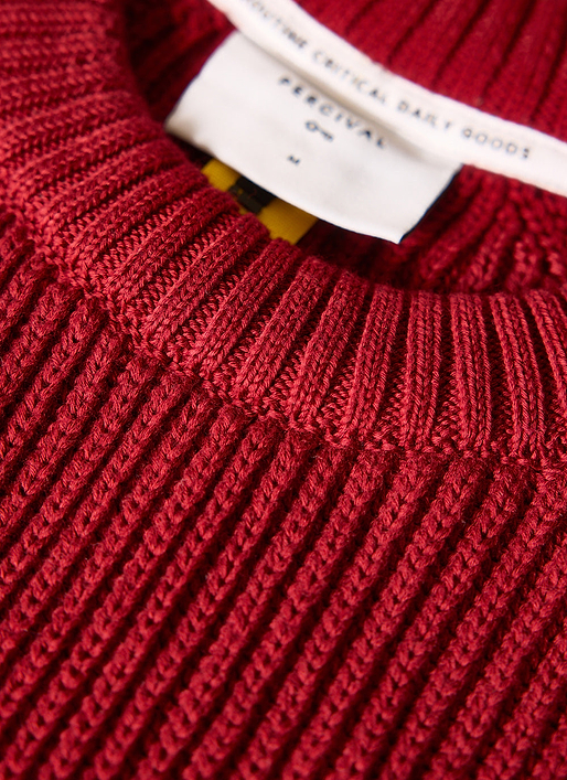 Cotton Waffle Sweater Knit - Brick Red