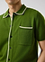 Contrast Trim Shirt | Wool | Forest with Ecru