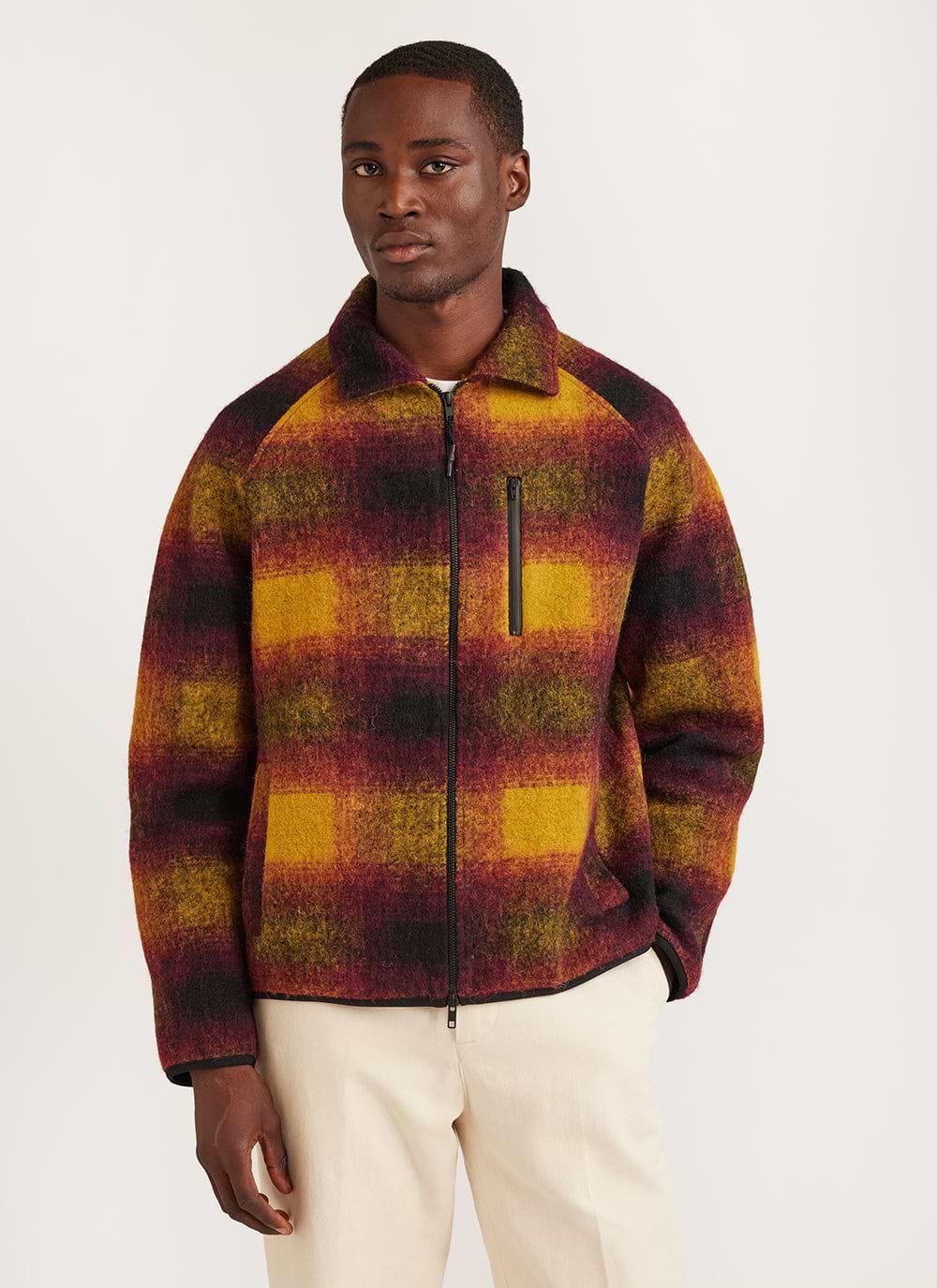 Check wool jacket mens online