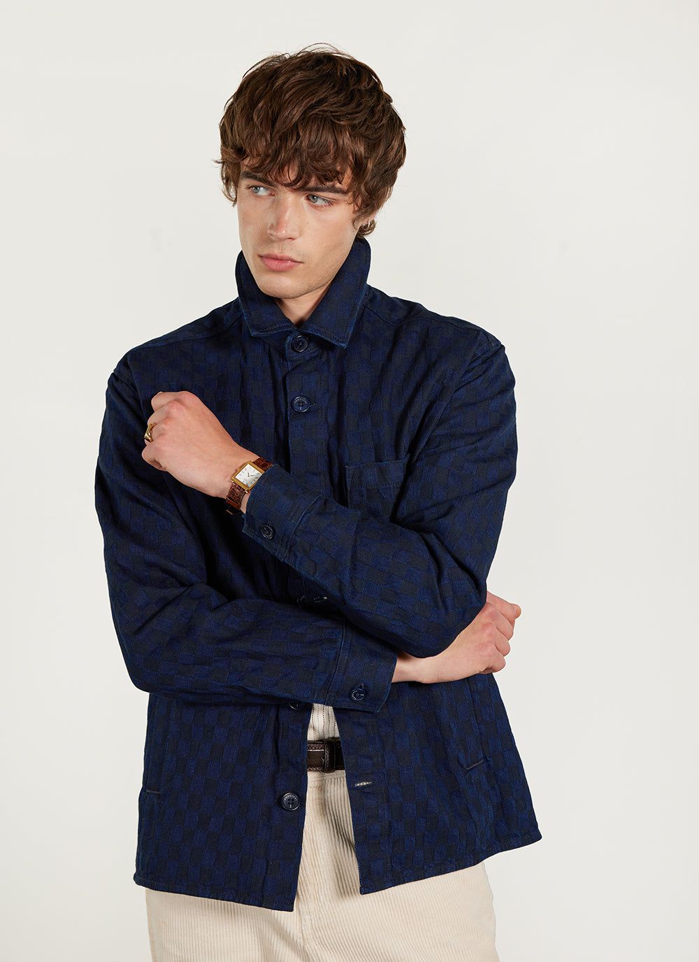 Checkerboard denim jacket outlet