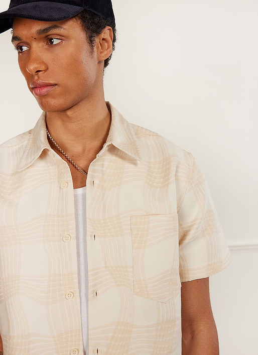 Men&rsquo;s Boxy Clerk Shirt | Short Sleeve | Twister | Ecru Cream