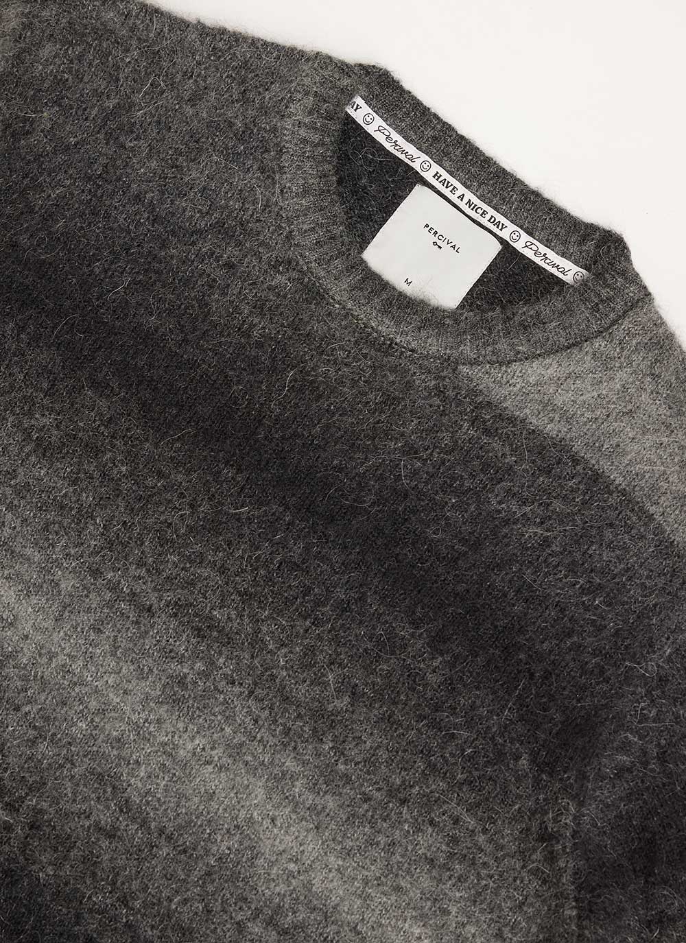 Men's Crew Neck Knitted Jumper | Deku Gradient | Mohair | Black Men's Crew Neck Knitted Jumper | Deku Gradient | Mohair | Black