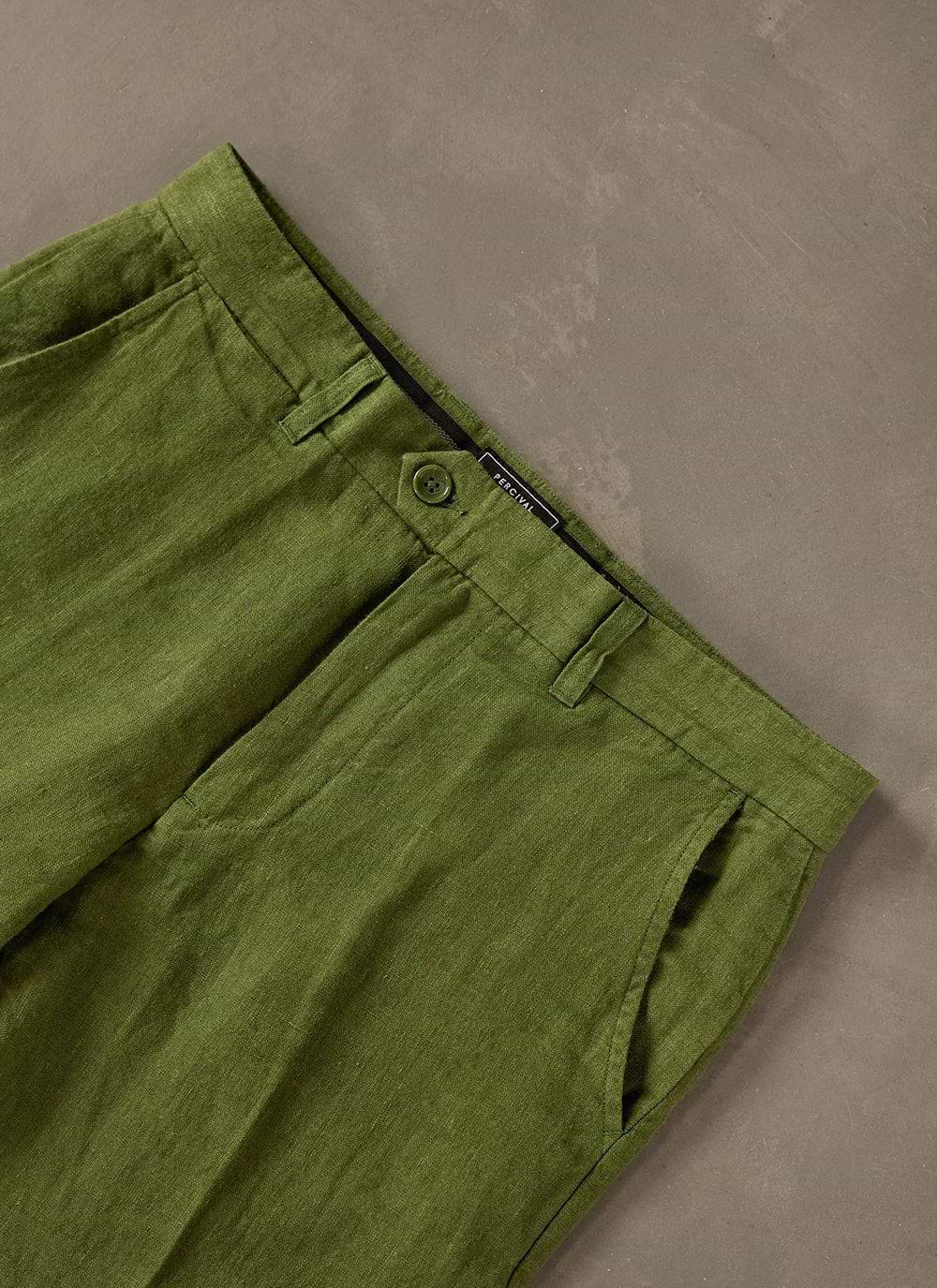 Green linen trousers mens new arrivals