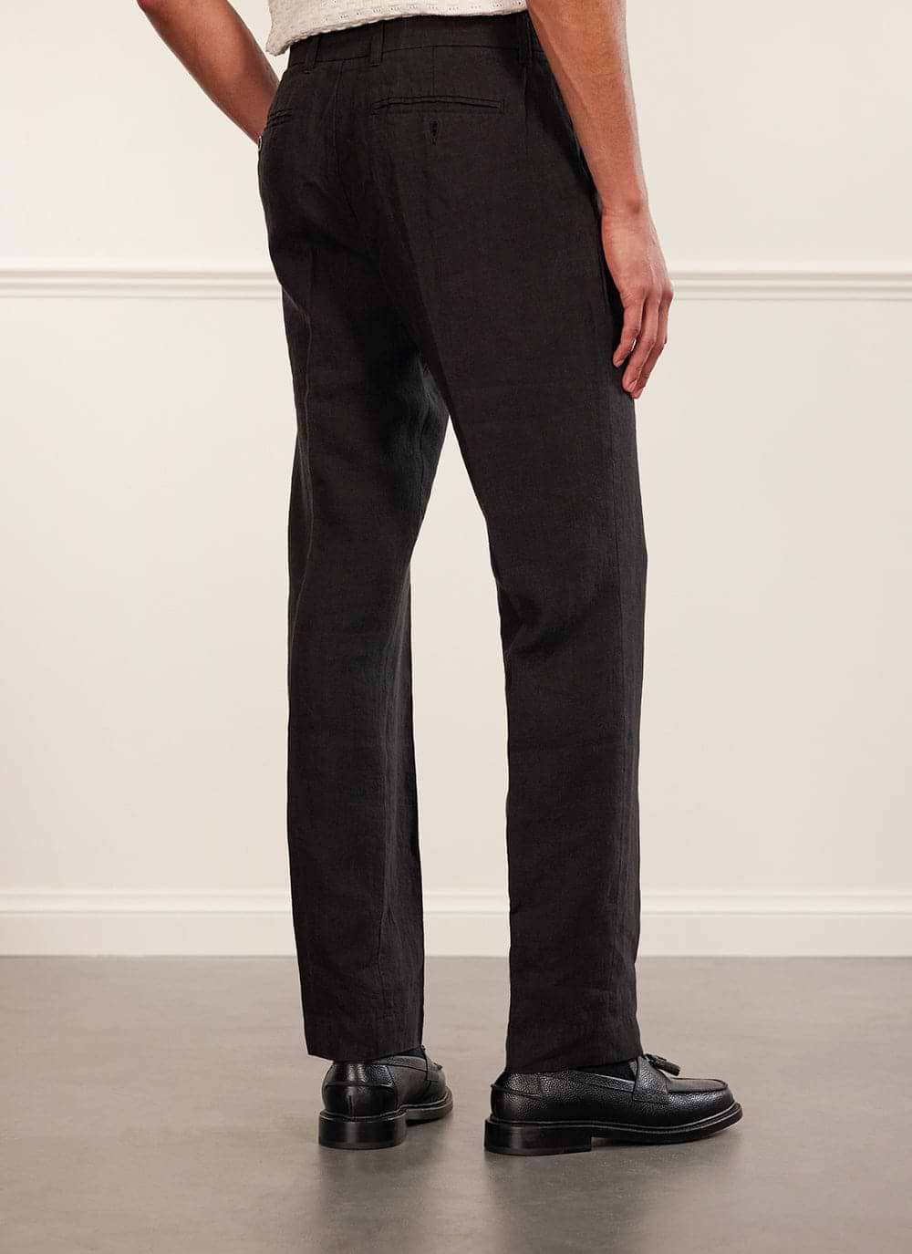 Men's black linen trousers deals
