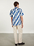 Market Diamond Cuban Shirt | Cotton | Ecru with Navy