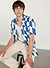 Market Diamond Cuban Shirt | Cotton | Ecru with Navy