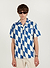Market Diamond Cuban Shirt | Cotton | Ecru with Navy