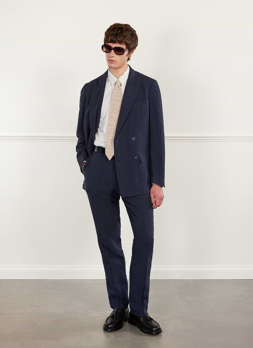 Mens double breasted linen blazer on sale