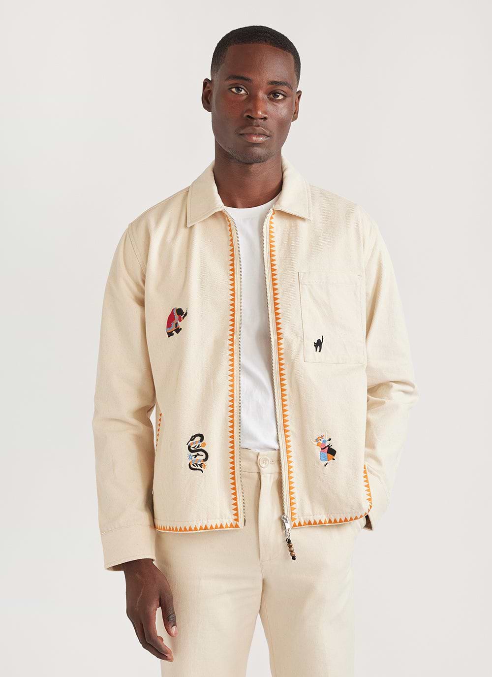 Men's short zip cotton twill jacket shop