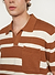 Paros Stripe Polo Shirt | Cotton | Tan with Ecru