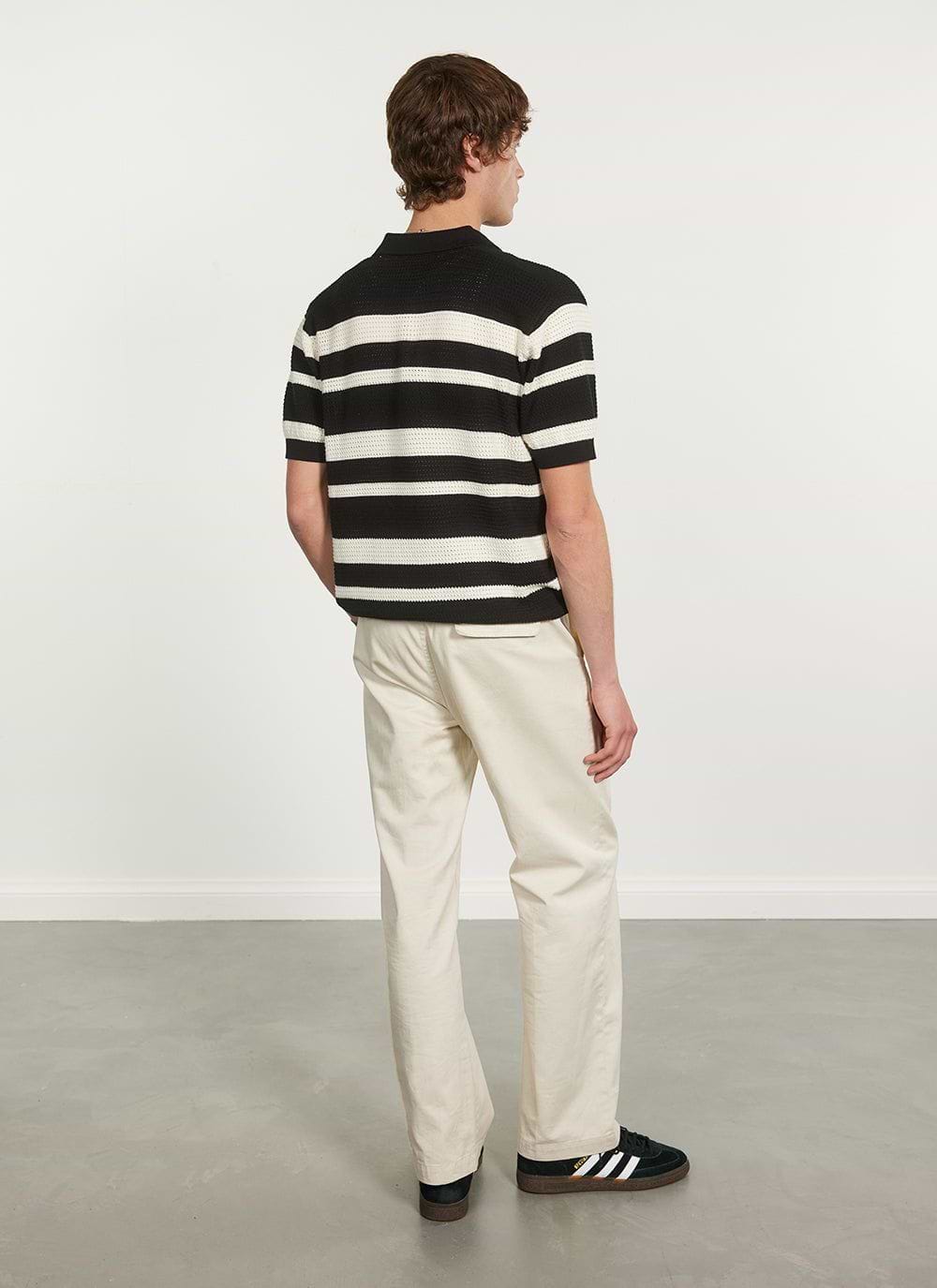 Black and white striped polo t shirt best sale