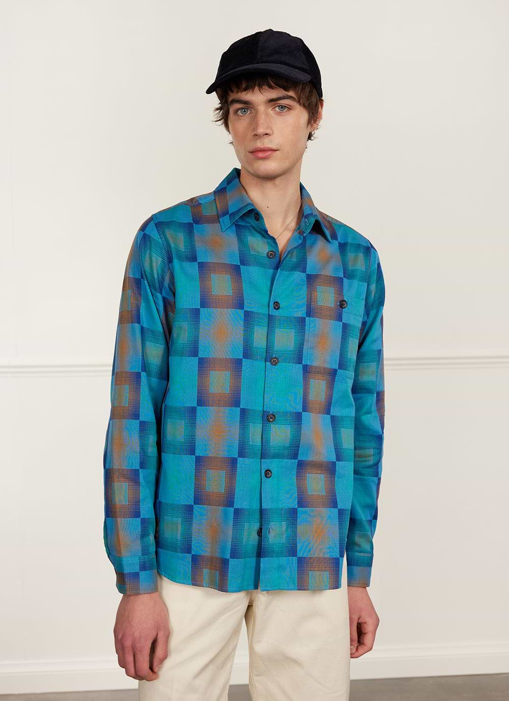 Men's Long Sleeve Check Shirt | Organic Cotton | Blue Multi