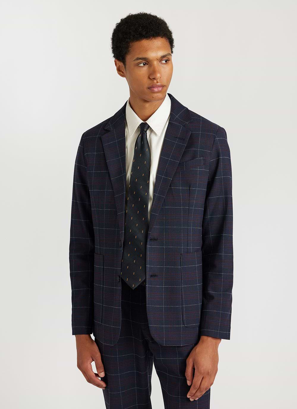 Checkered shirt with blazer outlet