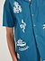 Applique Tapestry Cuban Shirt | Cotton | Blue