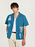 Applique Tapestry Cuban Shirt | Cotton | Blue