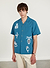 Applique Tapestry Cuban Shirt | Cotton | Blue