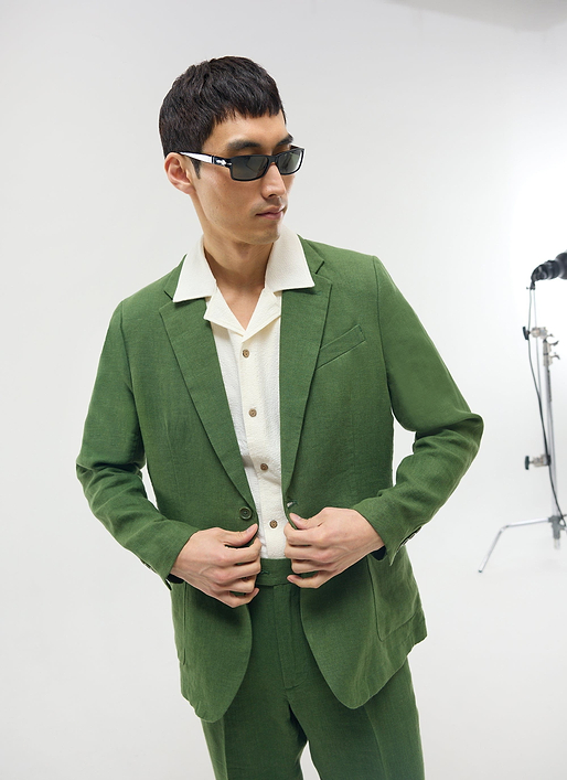 Tailored Linen Blazer | Forest