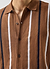 Knitted Cotton Stripe Short Sleeve Shirt | Rust
