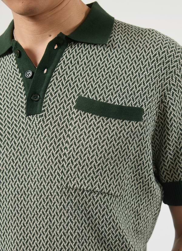 Casa Martini Knitted Polo | Cotton | Forest