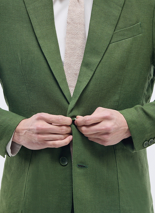 Men's Tailored Two Piece Suit | Linen | Forest Green