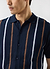 Knitted Cotton Stripe Short Sleeve Shirt | Navy