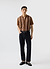 Knitted Cotton Stripe Short Sleeve Shirt | Rust