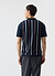 Knitted Cotton Stripe Short Sleeve Shirt | Navy