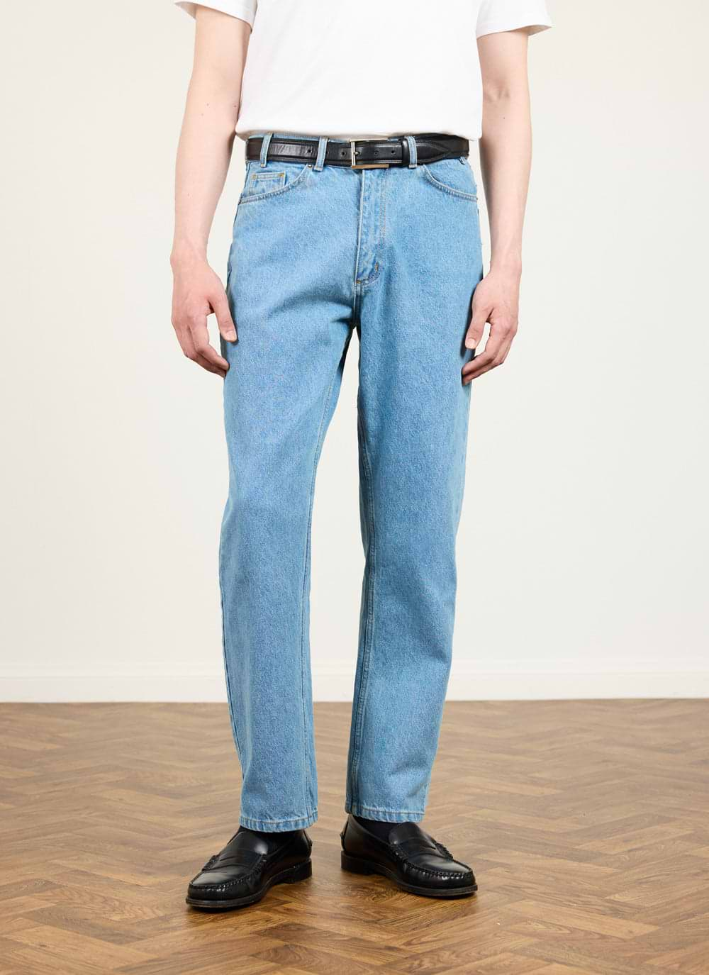 Light wash straight leg jeans on sale