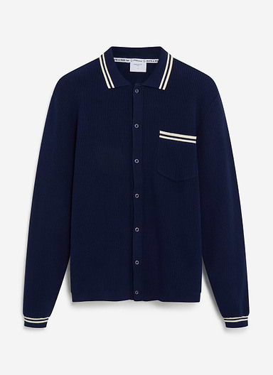 Pablo Cotton Knitted Shirt | Long Sleeve | Navy