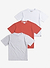 3 Pack T Shirts | Organic Cotton | White / Athletic Grey / Brick