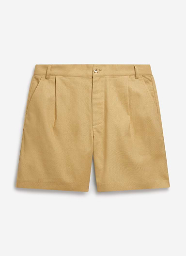 Pleated Linen Shorts | Tan