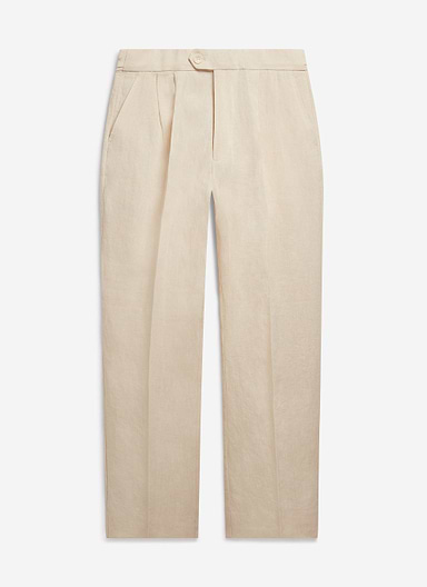 Pleated Tailored Trousers | Linen | Stone