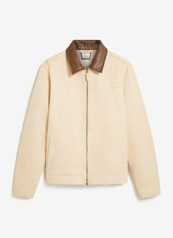 Preface Contrast Collar Jacket | Cotton Twill | Ecru