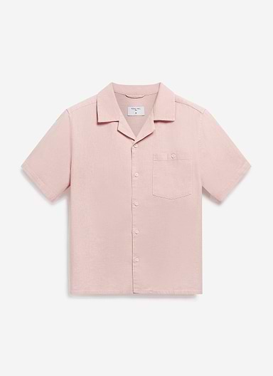 Short Sleeve Cuban Shirt | Linen | Dusty Pink