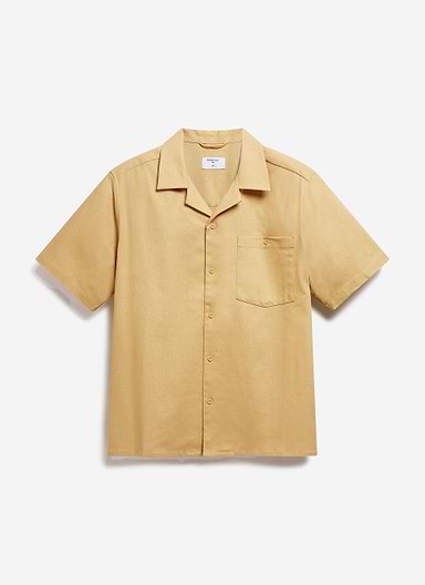 Short Sleeve Cuban Shirt | Linen | Tan