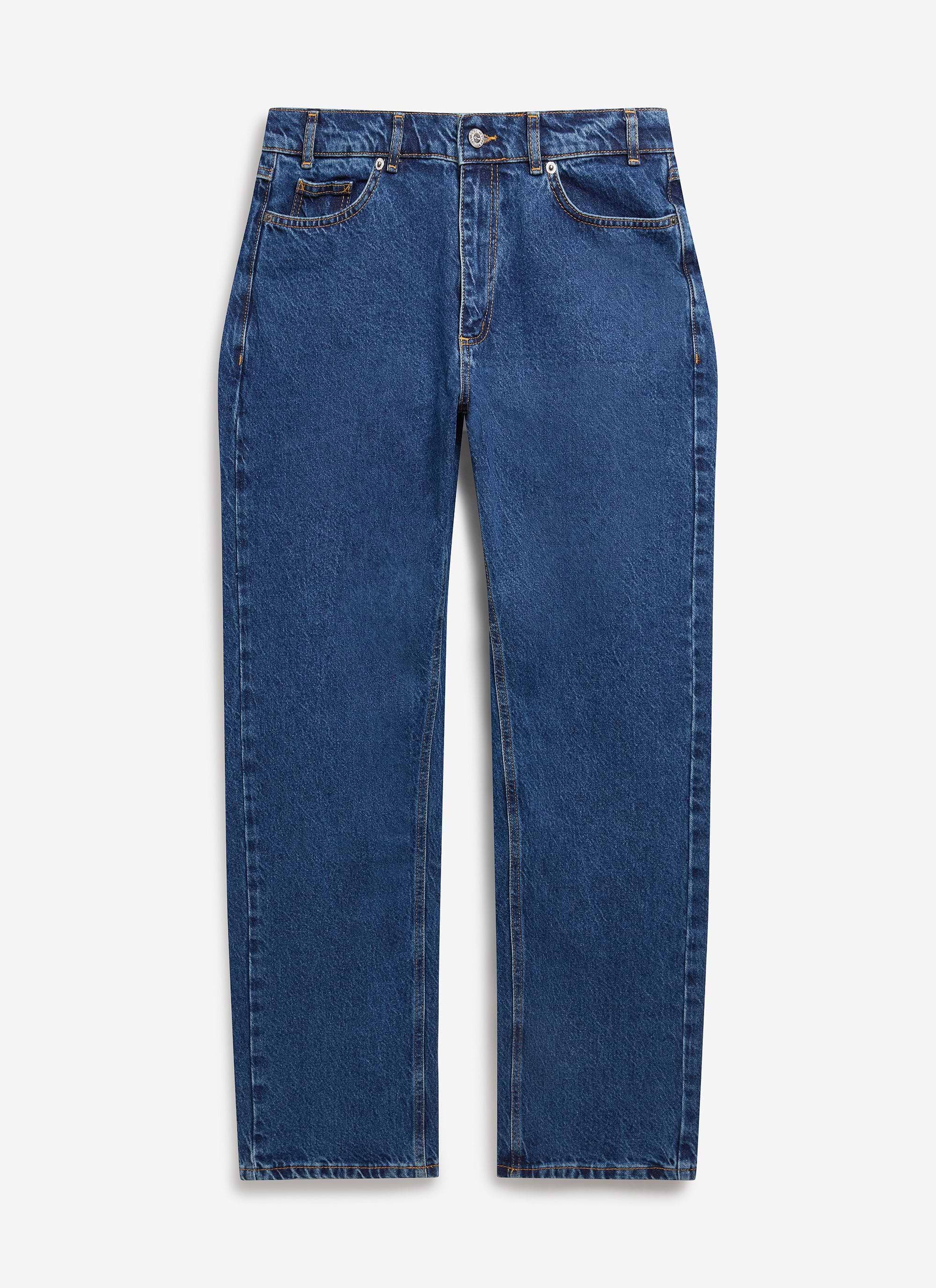 【2plan】Deep blue washing wide denim Men's Straight Leg Denim Jeans | BCI Cotton | Black