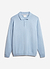 Verso Long Sleeve Knitted Polo | Cotton | Heather Blue