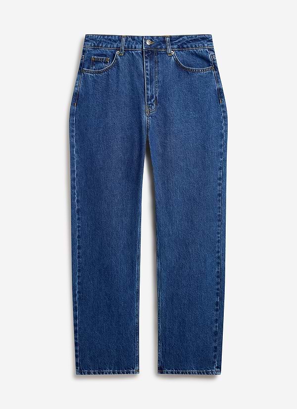 Wide Leg Denim Jeans | Mid Wash Blue
