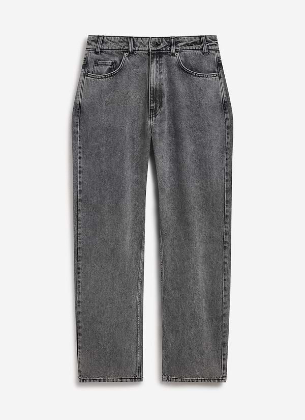 Wide Leg Denim Jeans | Warm Grey Wash