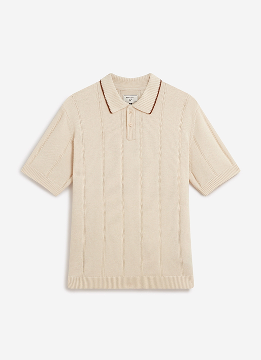 Wool Knitted Polo | Percival x Warren | Ecru