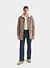 light brown suede and white shearling coat with collar and buttons
