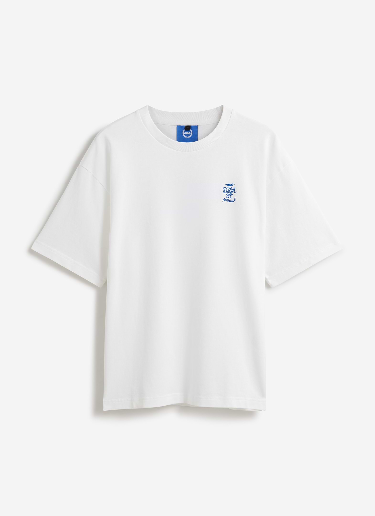 A flat lay of the white Archive Kits T-Shirt from the Percival x Brighton & Hove Albion F.C. collaboration.